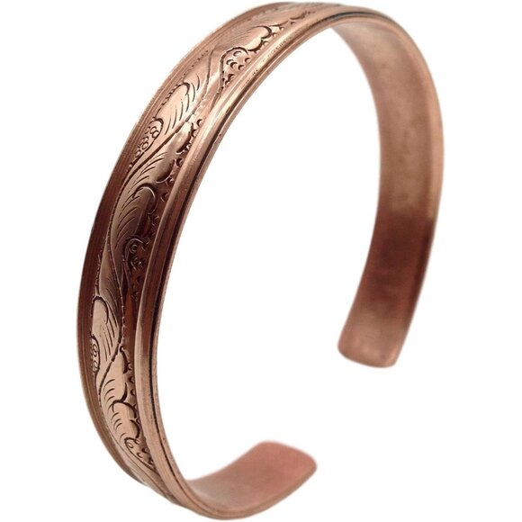 100% Pure Copper Hand Carved Tibetan Healing Bracelet - Unisex Adjustable Design - Picture 4 of 5